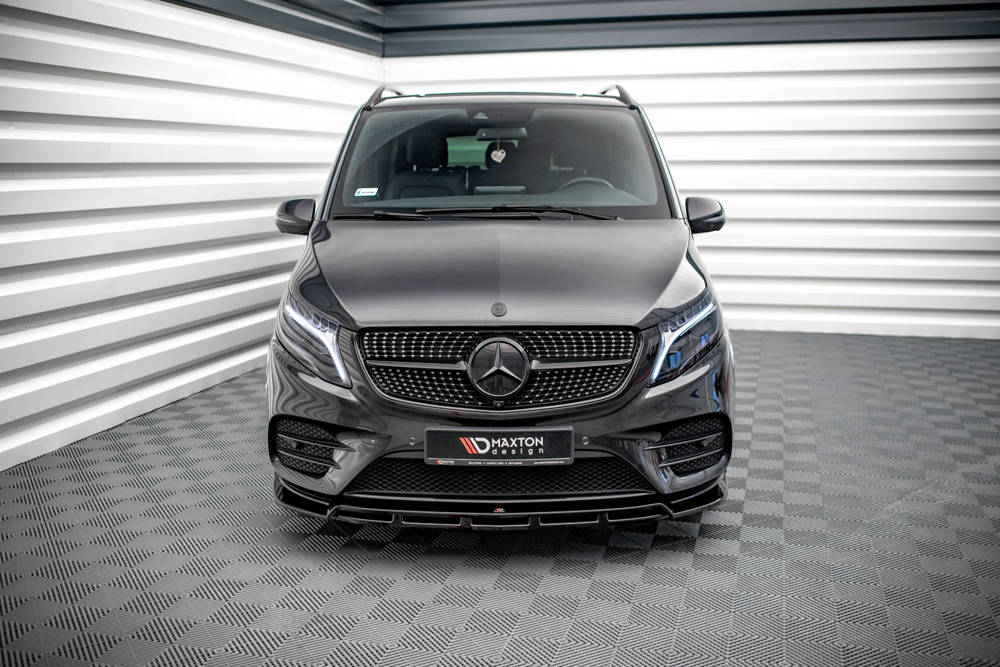 Voorspoiler passend voor Mercedes V-Klasse W447 AMG-Line Maxton Design glans zwart V.5