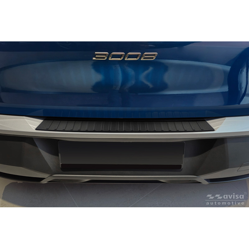 Avisa Matt Black Stainless Steel Rear bumper protector  Peugeot 3008 III 2024- 'Ribs'