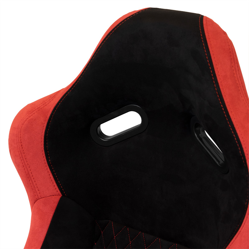 Sport seat 'LV' - Black/Red - Non-reclinable fibreglass back-rest - incl. slides