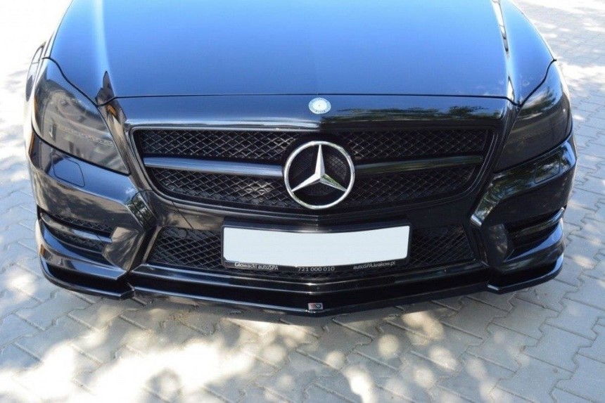 Voorspoiler passend voor Mercedes CLS W218 AMG-Line Maxton Design glans zwart