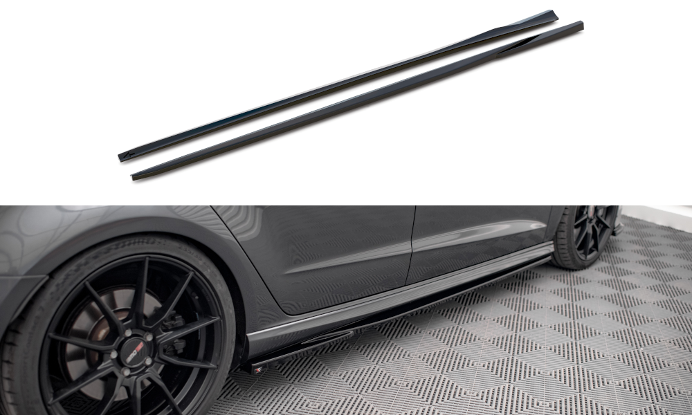 Zijskirts passend voor Audi S3 Sportback 8V FL Maxton Glans Zwart