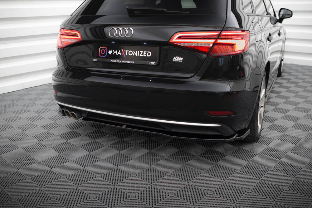 Diffuser passend voor Audi A3 8V Sportback FL 16-20 Maxton Glans Zwart