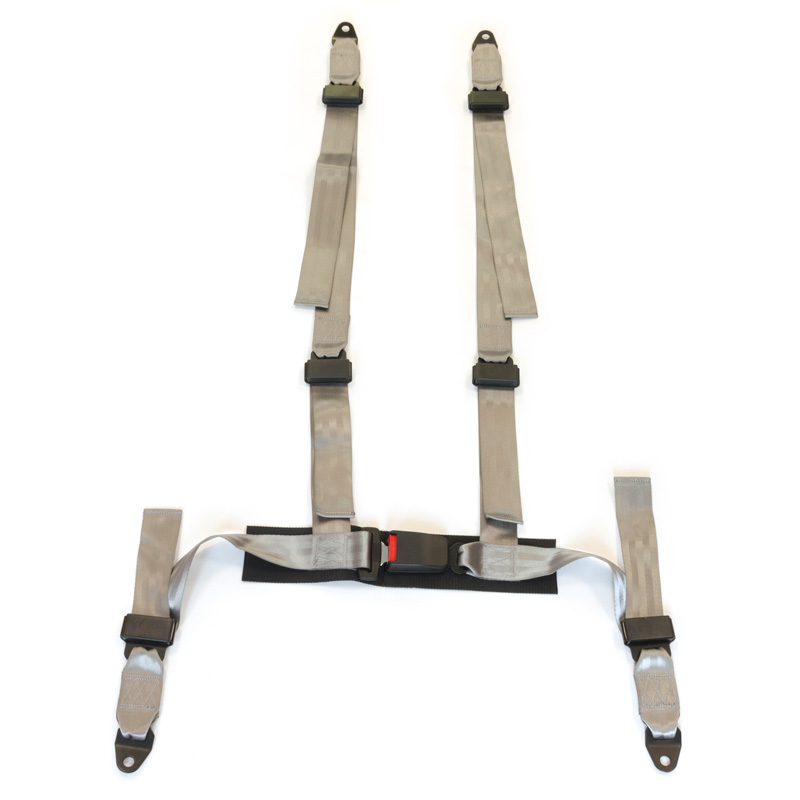 Racing Seat Belt 4-Point Silver + E-mark (2-inch)
