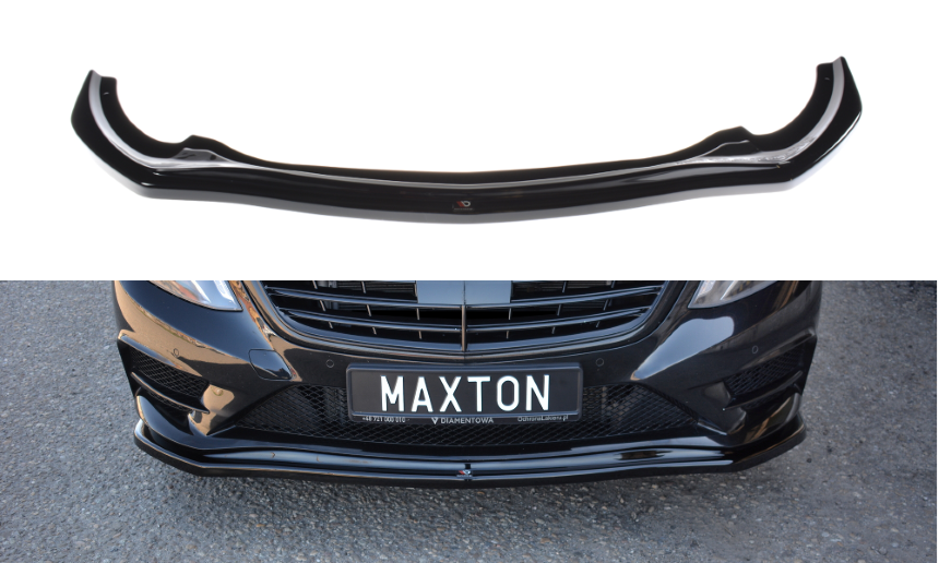 Voorspoiler passend voor Mercedes S-Klasse W222 AMG-Line Maxton Design glans zwart