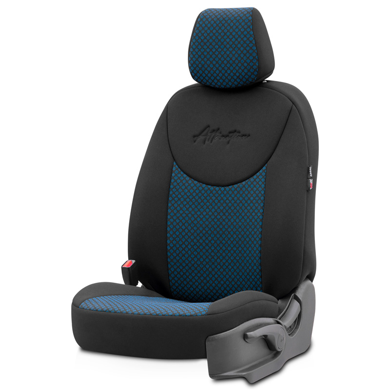 Universal Fabric Seat cover set 'Attraction' Black/Blue - 11-pieces -  Side-Airbags