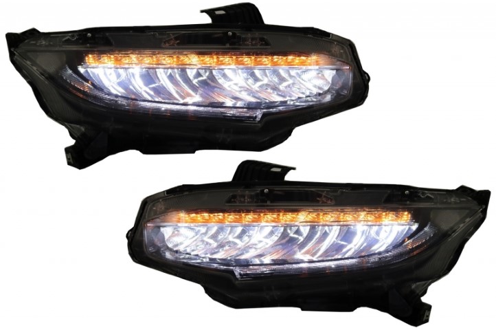Headlights Honda Civic Mk10 (FC/FK) (2016-Up) Sedan & Hatchback Full LED Dynamic black