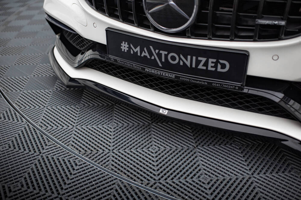 Voorspoiler passend voor Mercedes C63 AMG W205 S205 Maxton Glans Zwart V.2