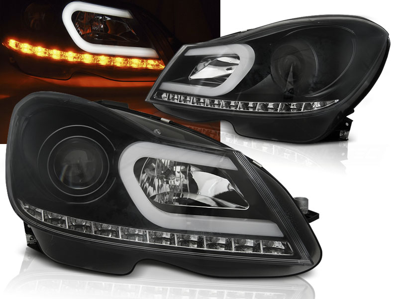 Headlights Mercedes C-Klasse W204 2011- with Lightbar black