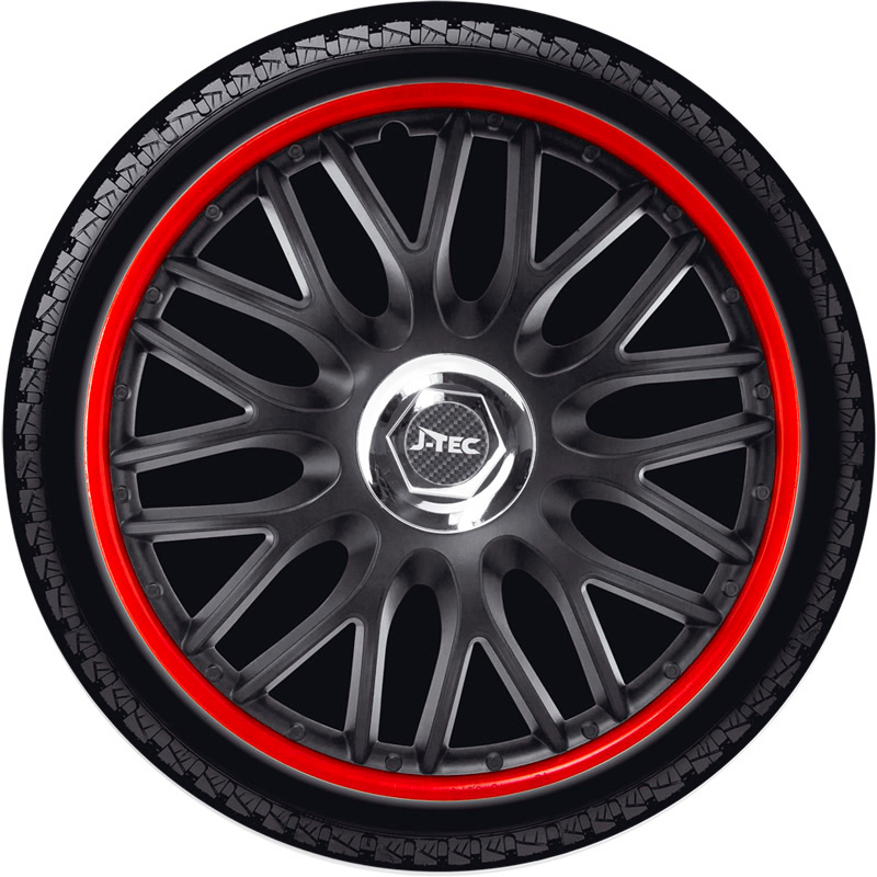 Set J-Tec wheel covers Orden R 14-inch black/red + chrome ring