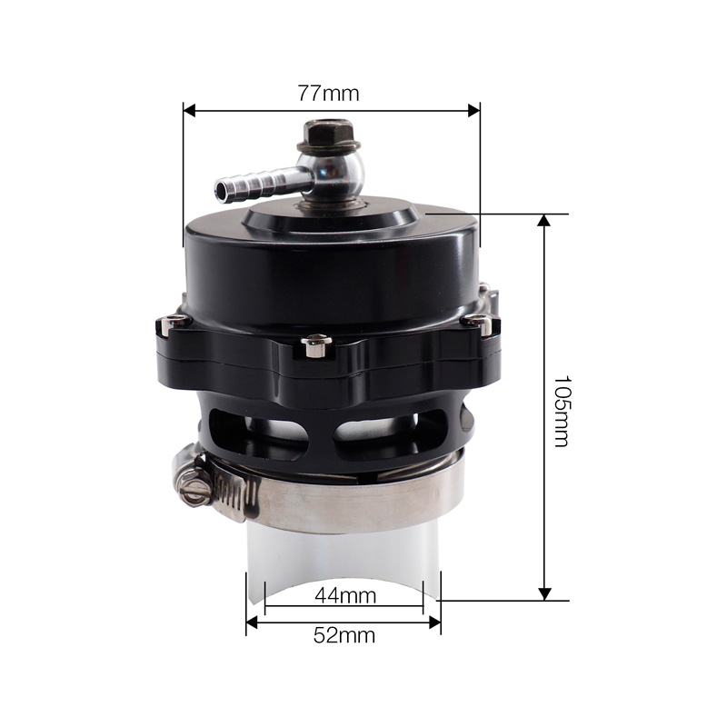 Simoni Racing Universal Blow-Off Valve Type 15 - Connection 52mm , Length 105mm, Diameter 77mm - Black