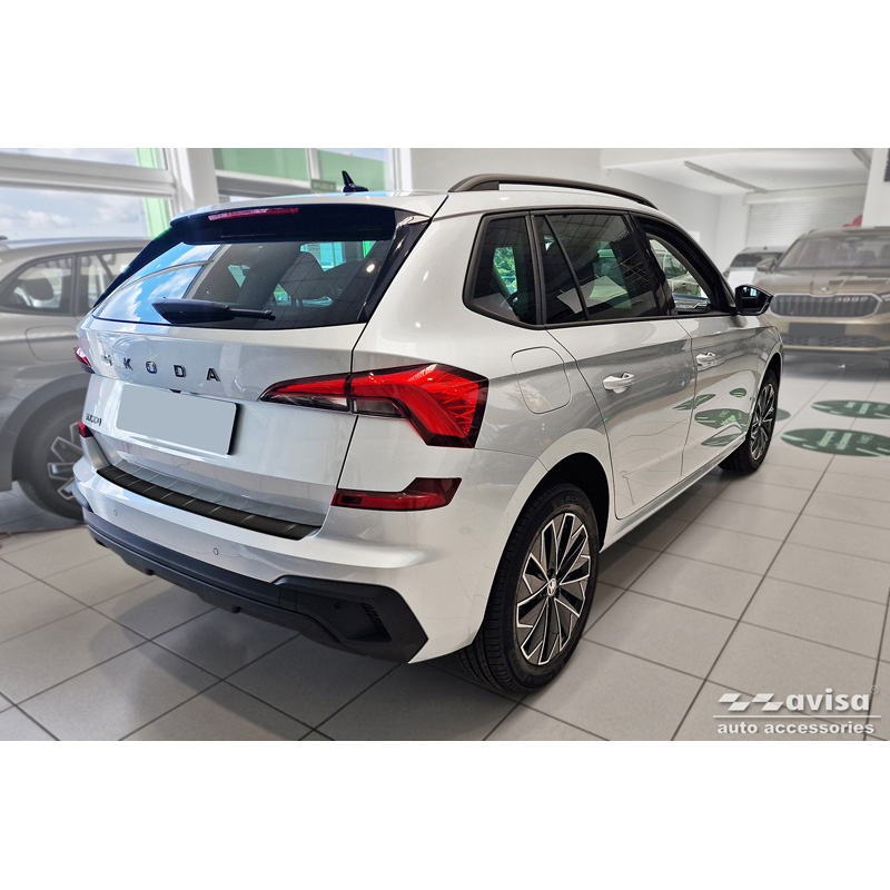 Matt Black Stainless Steel Rear bumper protector  Skoda Kamiq Facelift 2024- 'Ribs'