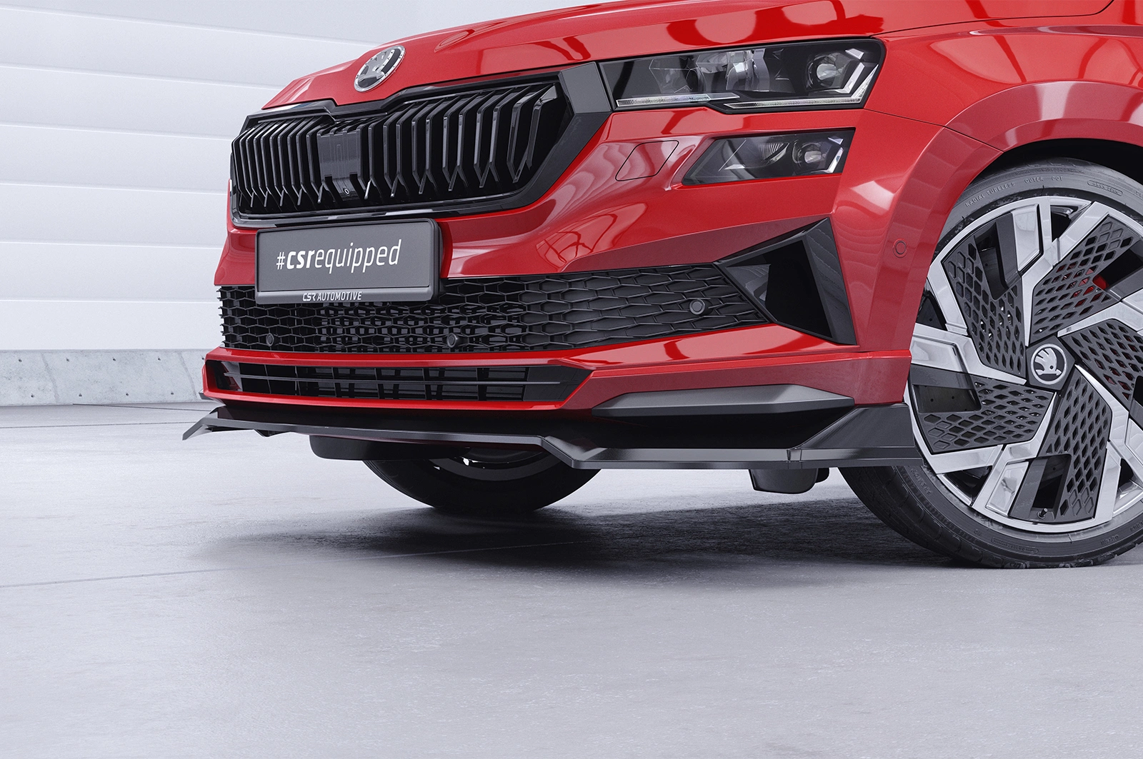 Voorspoiler passend voor Skoda Karoq Sportline glans zwart