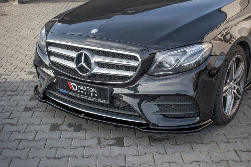 Voorspoiler passend voor Mercedes E43 AMG/AMG-Line W213 Maxton Design glans zwart