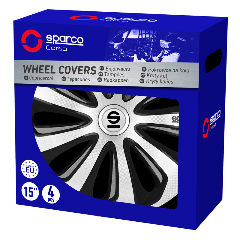 Sparco Wheel Covers Sicilia - 14-inch - Silver/Black/Carbon - Set of 4 pieces
