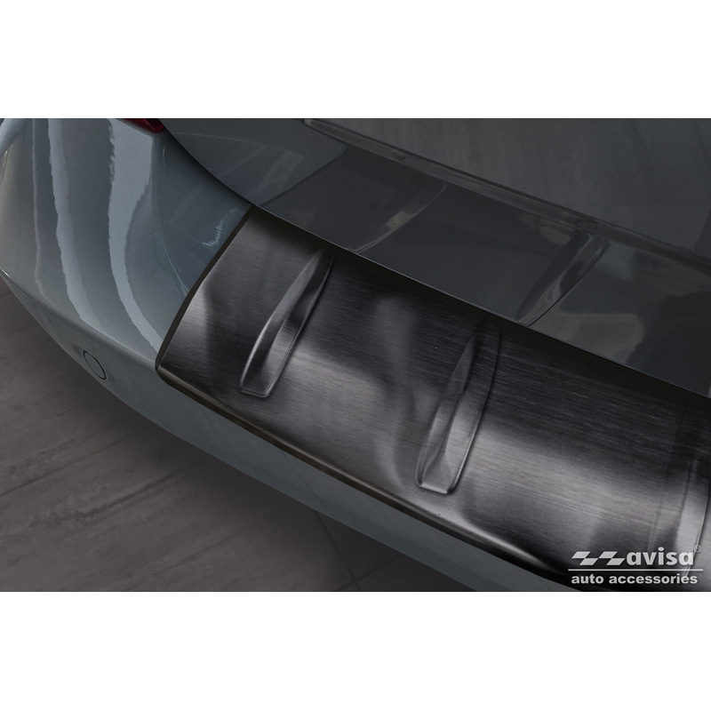 Black Stainless Steel Rear bumper protector  Ford Transit Custom & Tourneo Custom (V710) 2023- / Volkswagen Transporter T7 2024- 'Ribs'