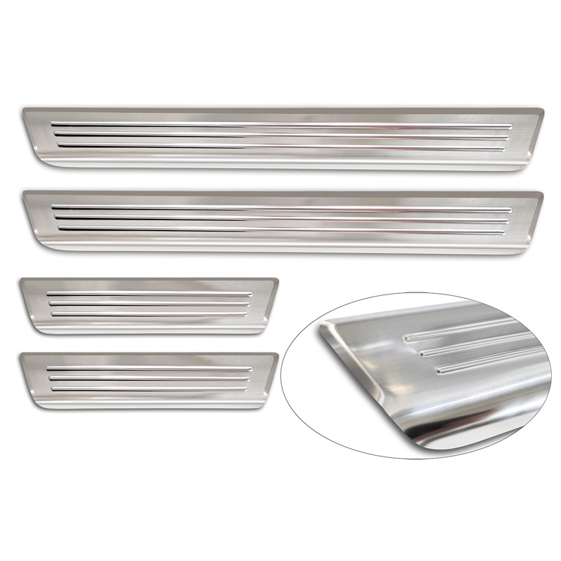 Stainless Steel Door sill protectors  Skoda Kamiq (NW4) 2019-2024 & FL 2024- 'Lines' - 4-pieces
