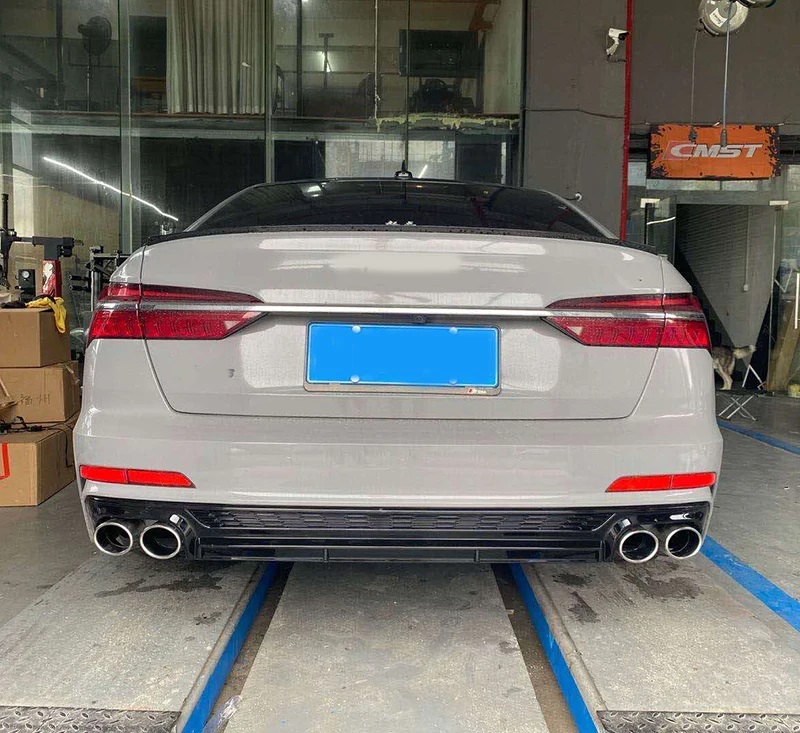 Diffuser passend voor Audi A6 C8 S6 Look Glans Zwart voor standaard bumper