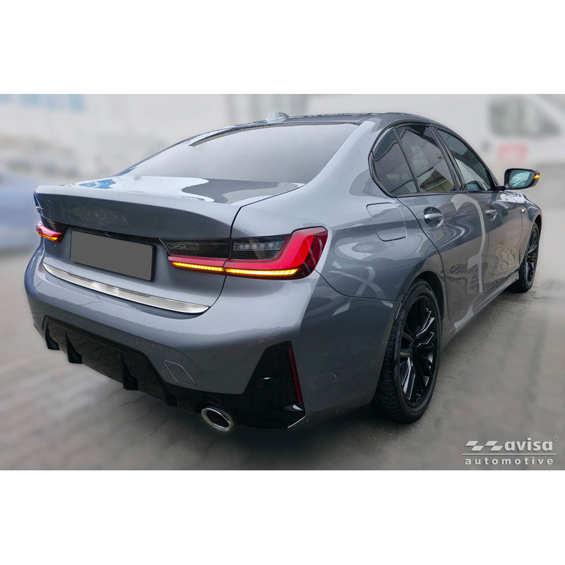 Avisa Brushed Stainless Steel Trunk Tailgate Trim Cover  BMW 3-Series (G20) M-Sport Facelift 2018-2022, Facelift 2022-2024 & Facelift 2024-