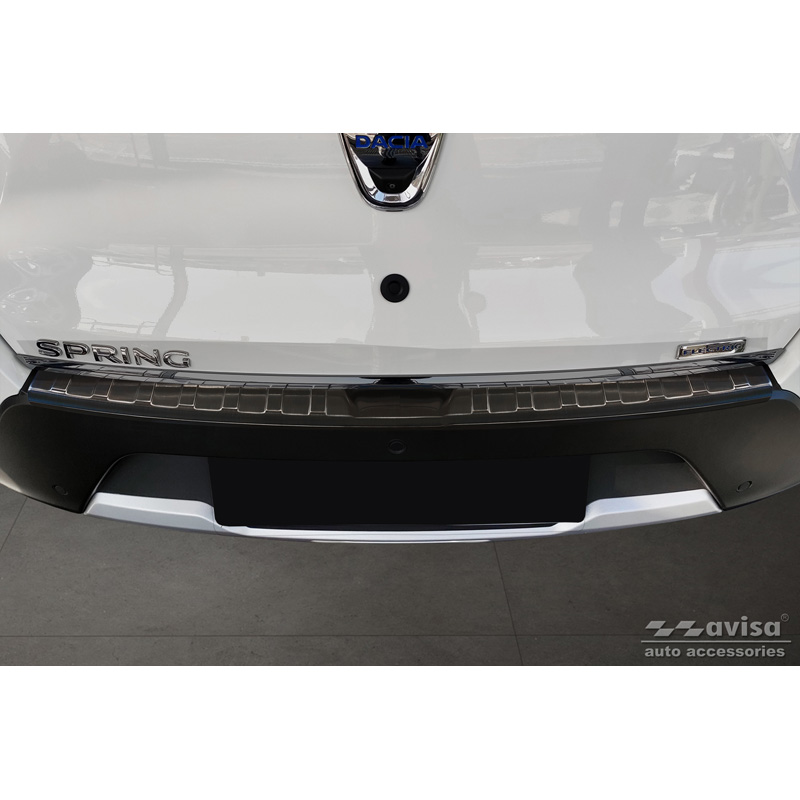 Black Stainless Steel Rear bumper protector  Dacia Spring 2020- 'Ribs'