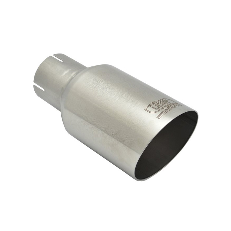 Ulter Sport Exhaust finisher - Round Ø80mm Slanted - Length 180mm - Installation ->50mm - Brushed Satin Inox