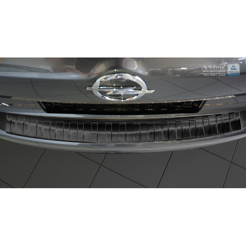 Black Stainless Steel Rear bumper protector  Opel Insignia B Sportstourer 2017- & FL 2020- 'Ribs'