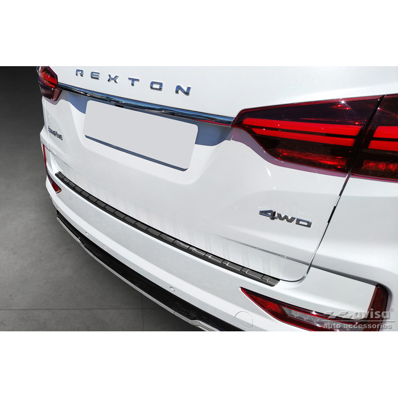 Black Stainless Steel Rear bumper protector  Ssangyong Rexton (YK) Facelift 2021- 'Ribs'