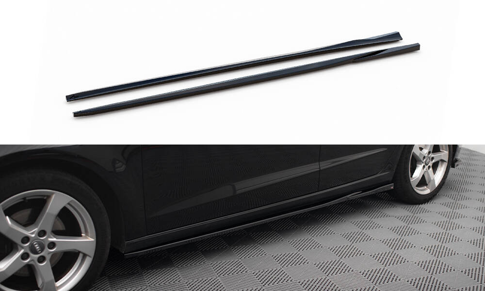 Zijskirts passend voor Audi A3 8V Sportback FL 16-20 Maxton Glans Zwart