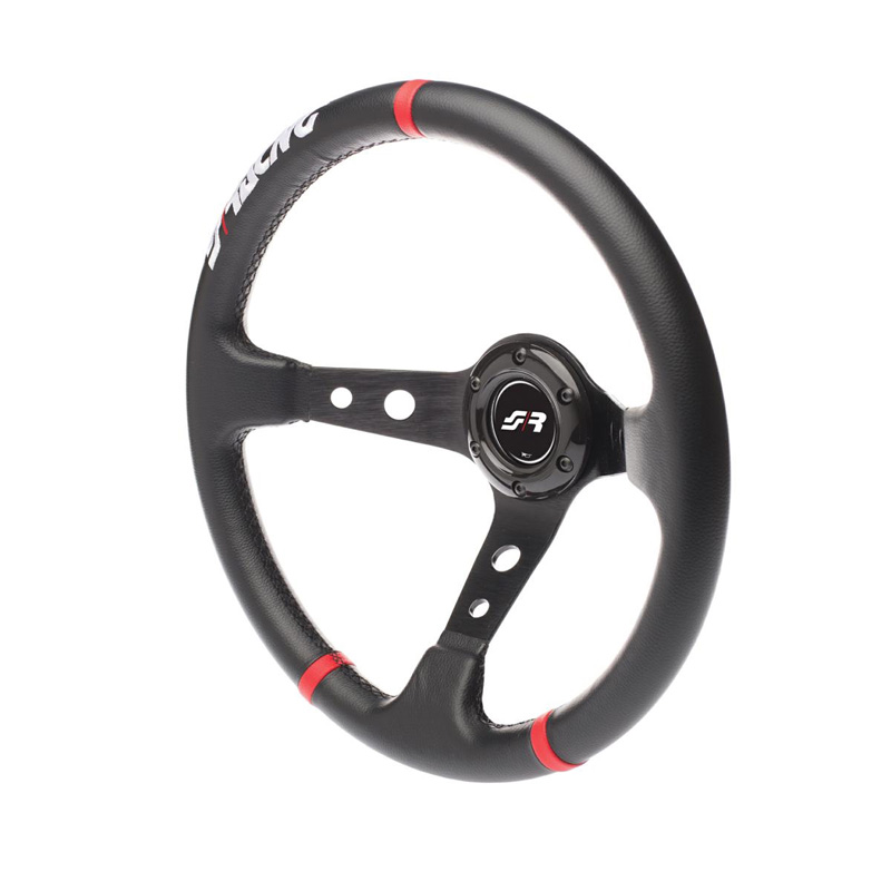 Simoni Racing Universal Steering Wheel Gravel - Black Ecoleather/Red - Diameter 350mm