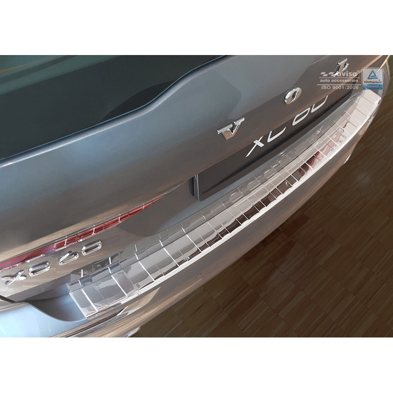 Chrome Stainless Steel Rear bumper protector  Volvo XC60 II 2017-2021 & FL 2021- incl. R-Design 'Ribs'