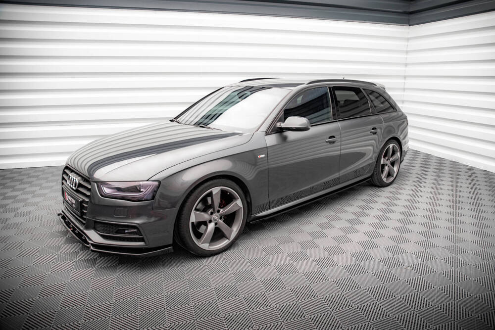 Zijskirts passend voor Audi A4 S-Line / S4 B8 FL Maxton Glans Zwart