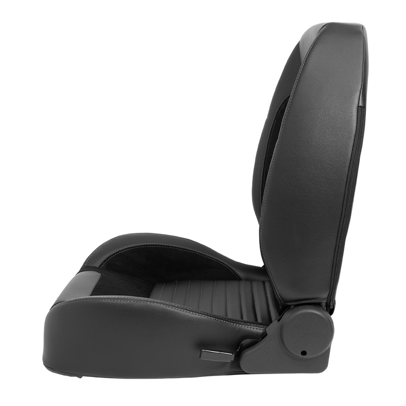 Sport seat 'Classic II ' - Black Synthetic Leather + Suede + Grey stitching - Left-side reclinable back-rest - incl. slides