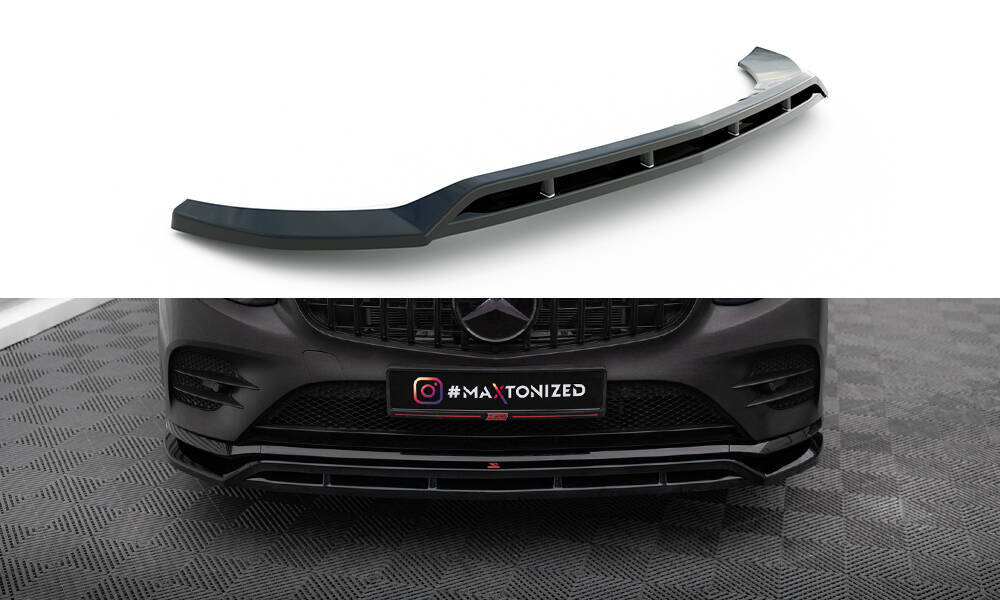 Voorspoiler passend voor Mercedes GLC AMG Pakket X253 Maxton Glans Zwart