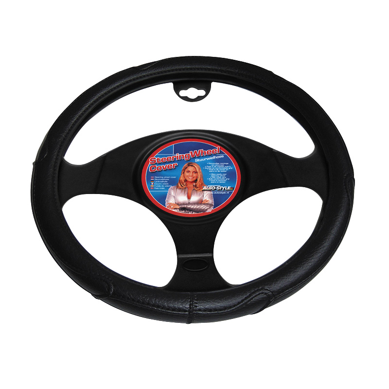 Universal steering wheel cover - 37-39cm - Black PVC Anti-Slip