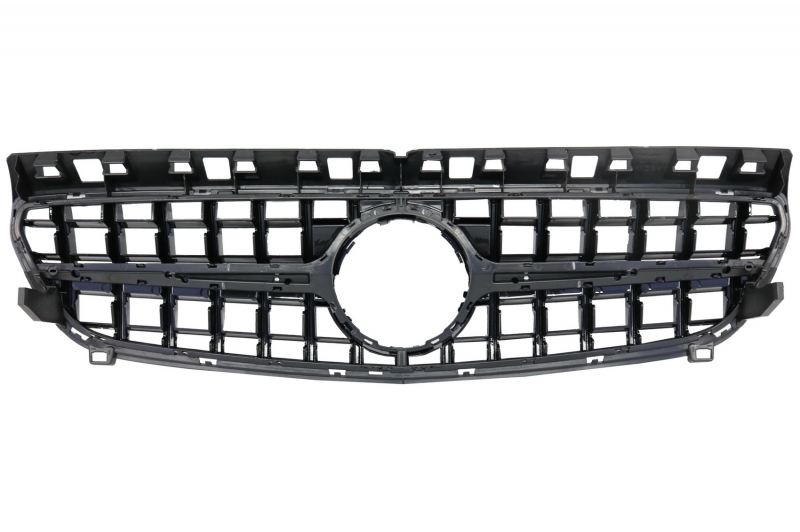 Grill passend voor Mercedes A-Klasse W176 12-15 GT-R Panamericana Zwart Glans
