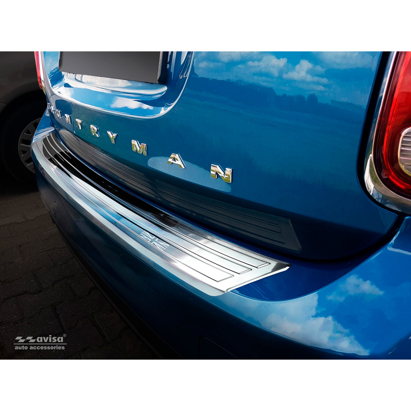 Stainless Steel Rear bumper protector  Mini Countryman F60 2016-2020 'flag/lines'