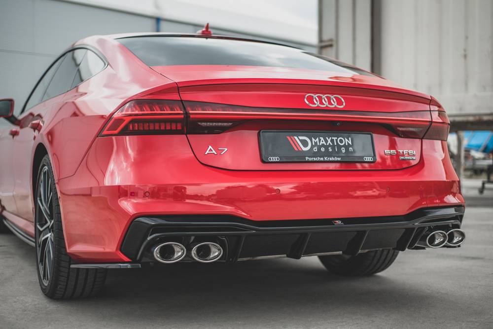 Diffuser passend voor Audi A7 C8 S-Line Maxton Glans Zwart Chrome Sierstukken