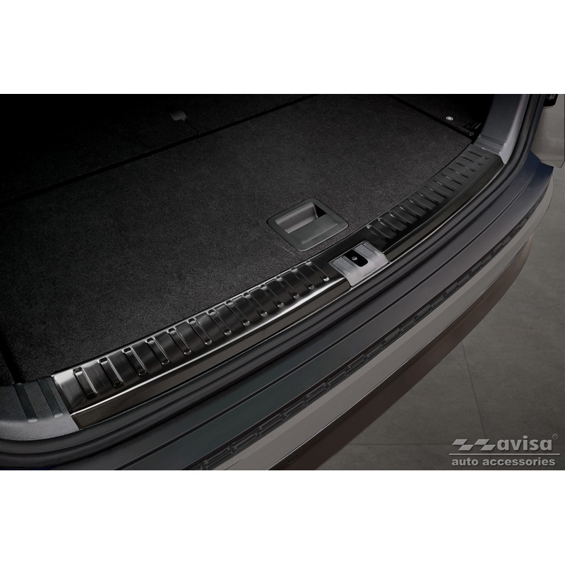 Black Stainless Steel Inner Rear bumper protector  Skoda Kodiaq 2017-2021 & Facelift 2021-2024 'Ribs'