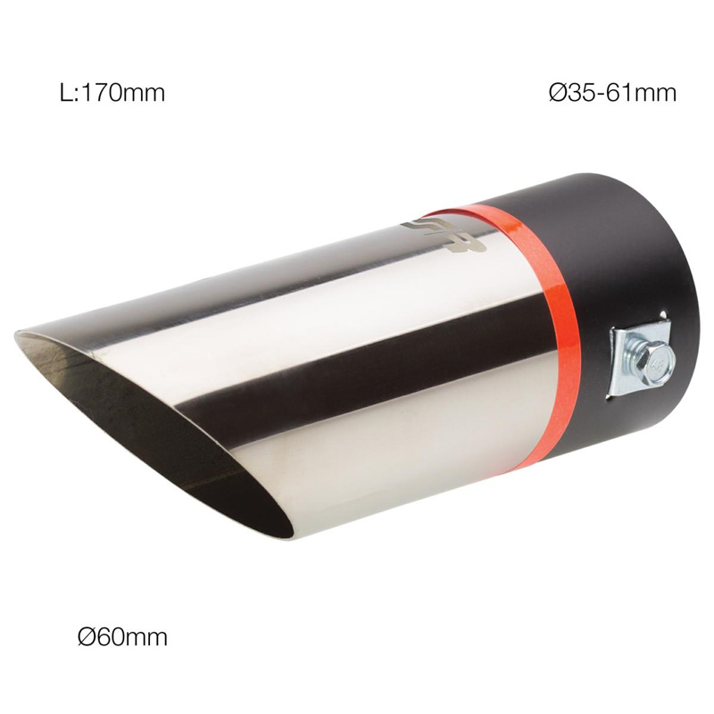 Simoni Racing Exhaust Tip Round/Slanting Inox - Ø60xL175mm - Installation ->60mm