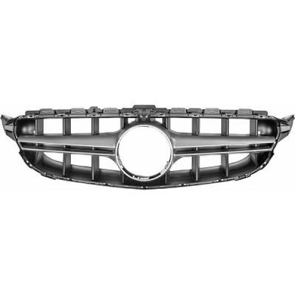 Grill passend voor Mercedes W205 13-18 Zwart Alu AMG-look Camera