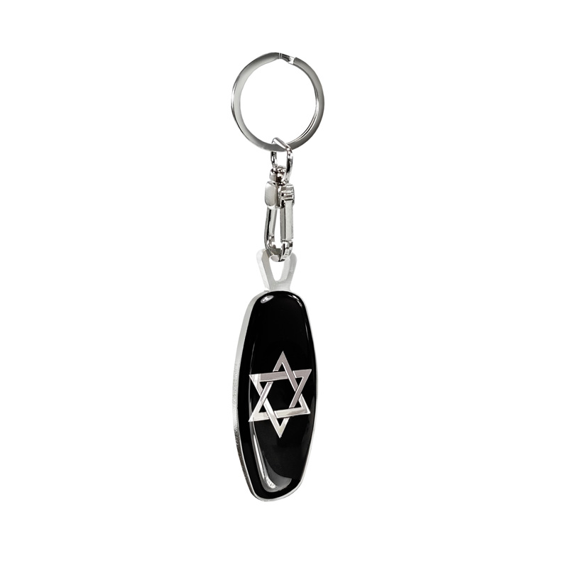 Stainless steel key chain - Emblem/ Flag Star of David+UA