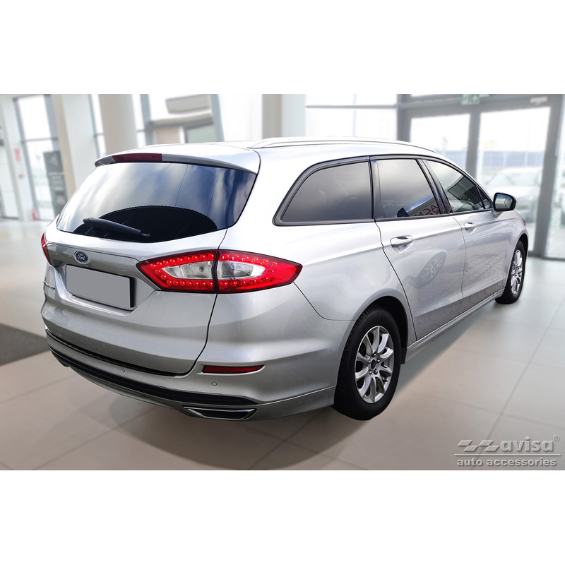 Matt Black Stainless Steel Rear bumper protector  Ford Mondeo V Wagon 2014- 'Ribs'