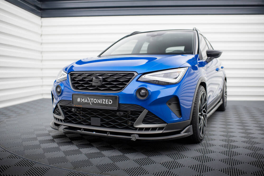 Voorspoiler passend voor Seat Arona FR Facelift Maxton Glans Zwart