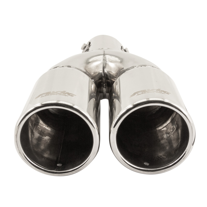 Simoni Racing Exhaust Tip Double Round Inox - Ø76xL230mm - Installation ->61mm