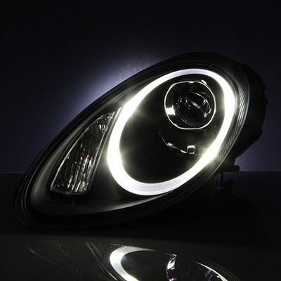 Headlights Porsche Boxster 987 LED DRL look grijs