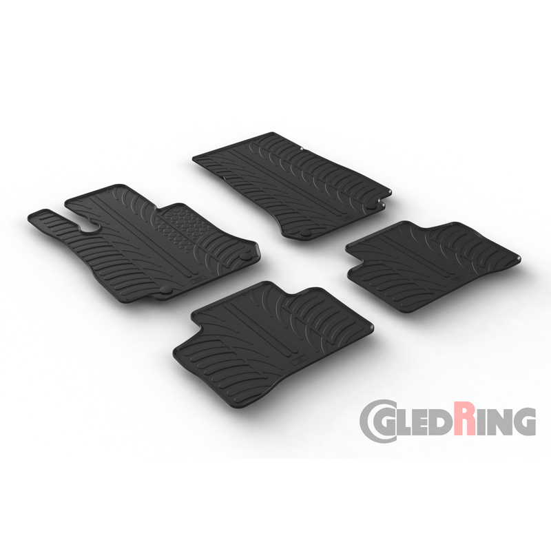 Rubber car mats set  Mercedes GLC X253 2015-2022 & GLC Coupe C253 2016-2022 (T profile 4-pieces + mounting clips)