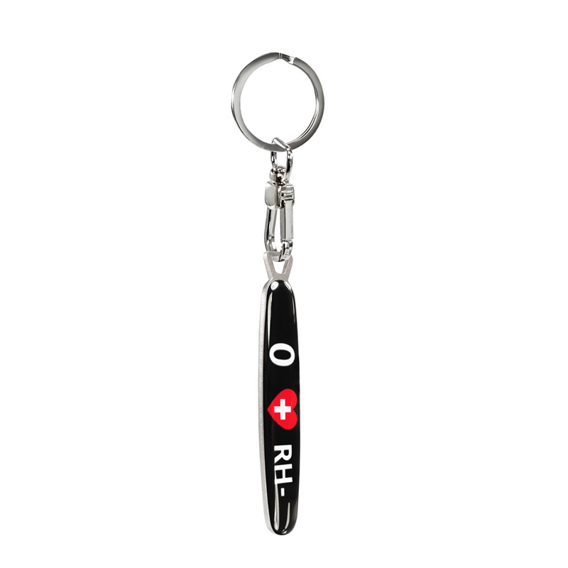Stainless steel key chain - 'Blood Type' 0 RH-