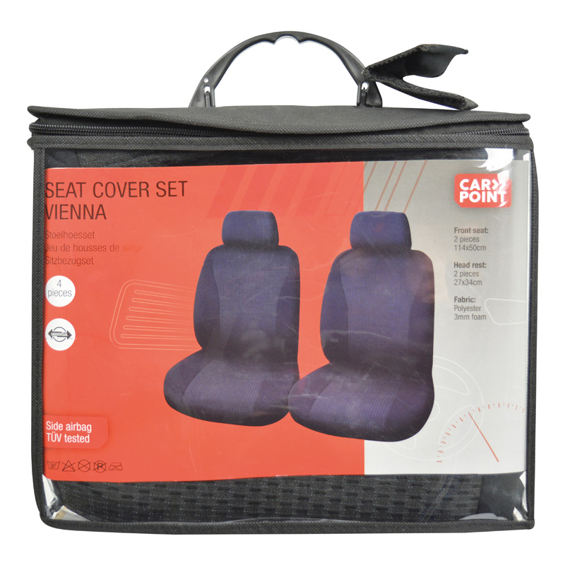 Carpoint Seat Cover Set Universal Vienna 4-parts - Black/Grey