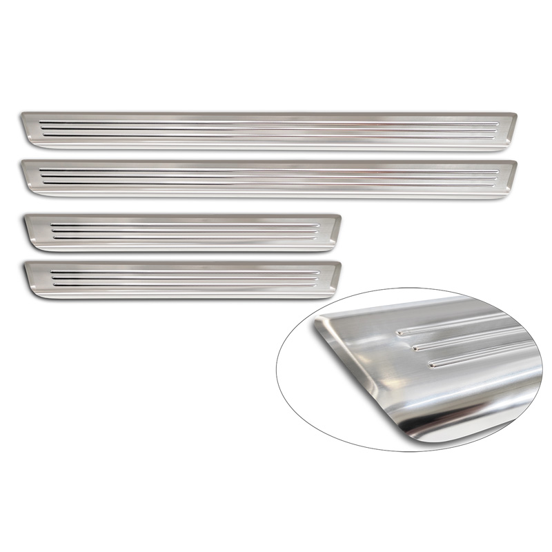 Avisa Stainless Steel Door sill protectors  Skoda Kodiaq II (PS7) 2024- 'Lines' - 4-pieces