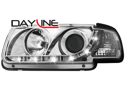 Headlights VW Polo 6N Dayline Devil Eyes Chrome