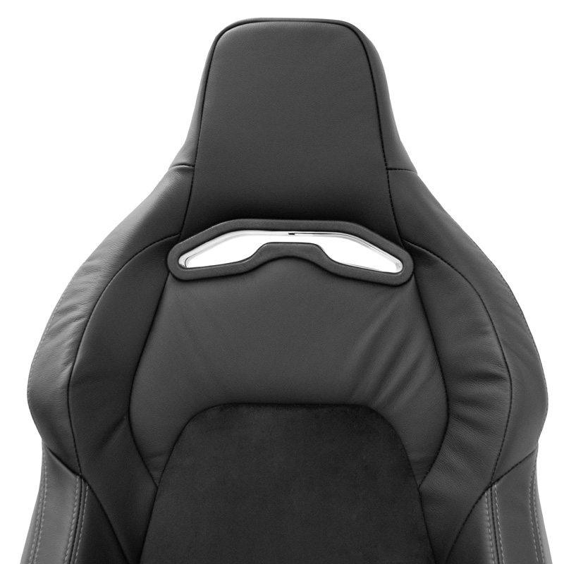 Sport seat 'VGR Premium' - Black leather & alcantara + Silver stitching - Dual-side reclinable back-rest - incl. slides